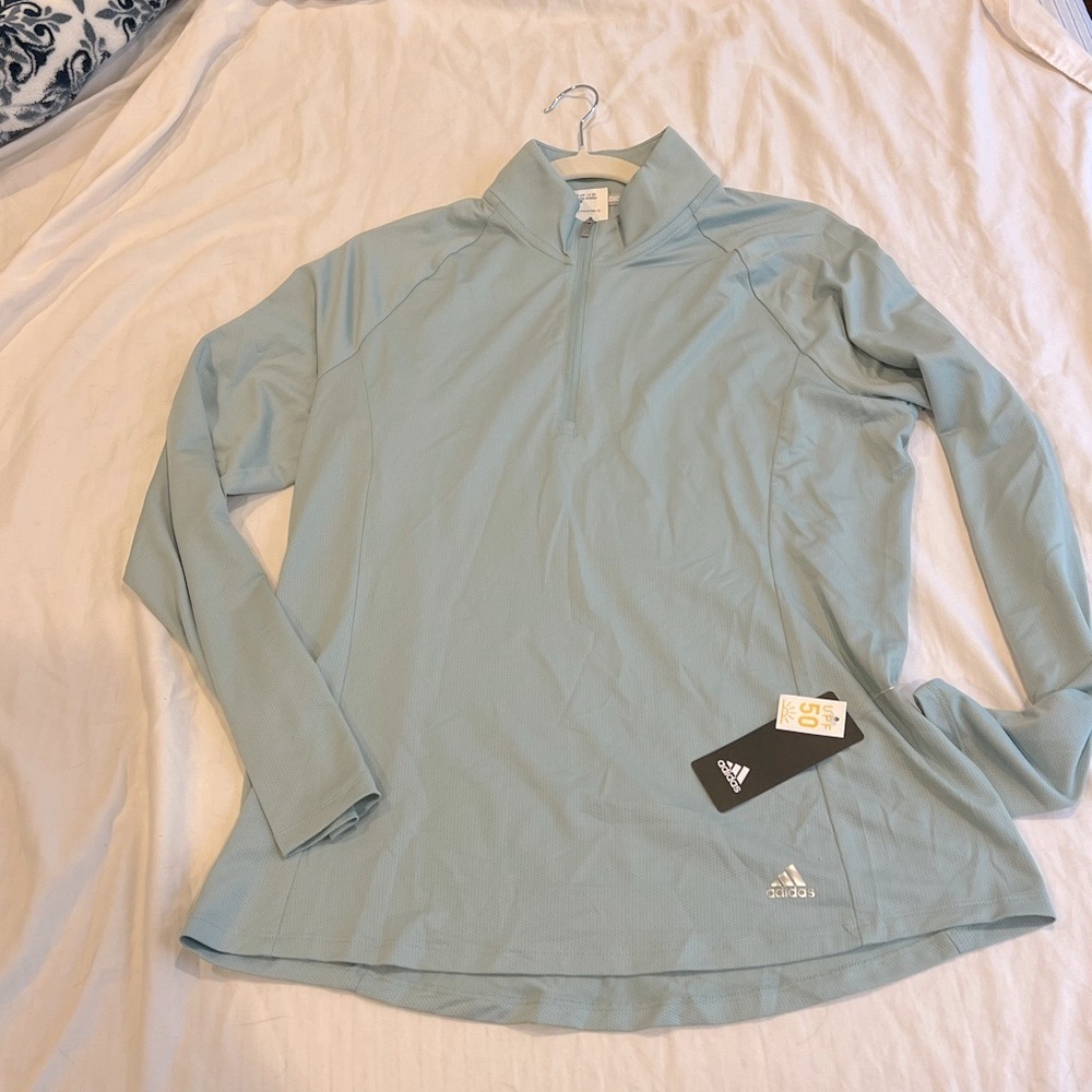 Adidas Sage Green Quarter-Zip Top